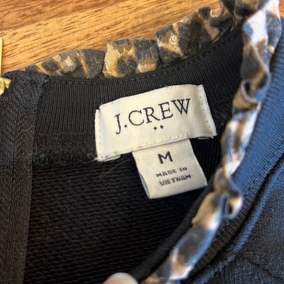 J Crew Black Sweatshirt with Cheetah detail - Picture 2 of 4